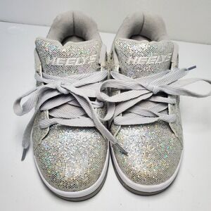 Heelys Roller Skate‎ Shoes Silver Glitter Wheels Sneakers youth 5 women 6 disco